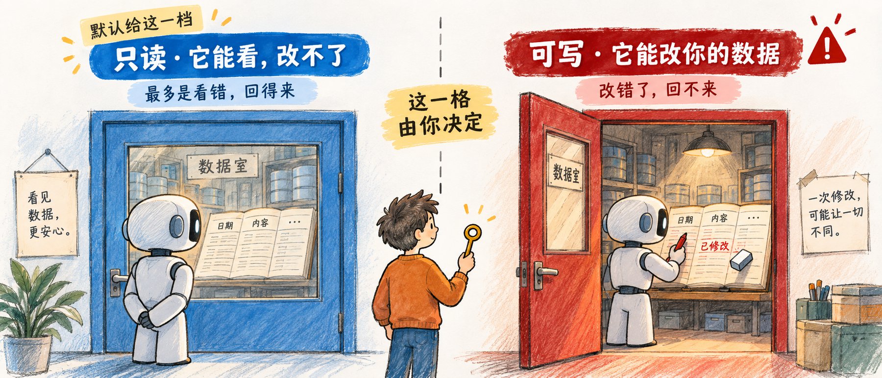 两档权限，默认只给只读