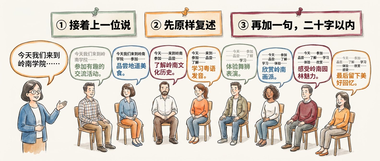 接着上一位说，先原样复述，再加一句