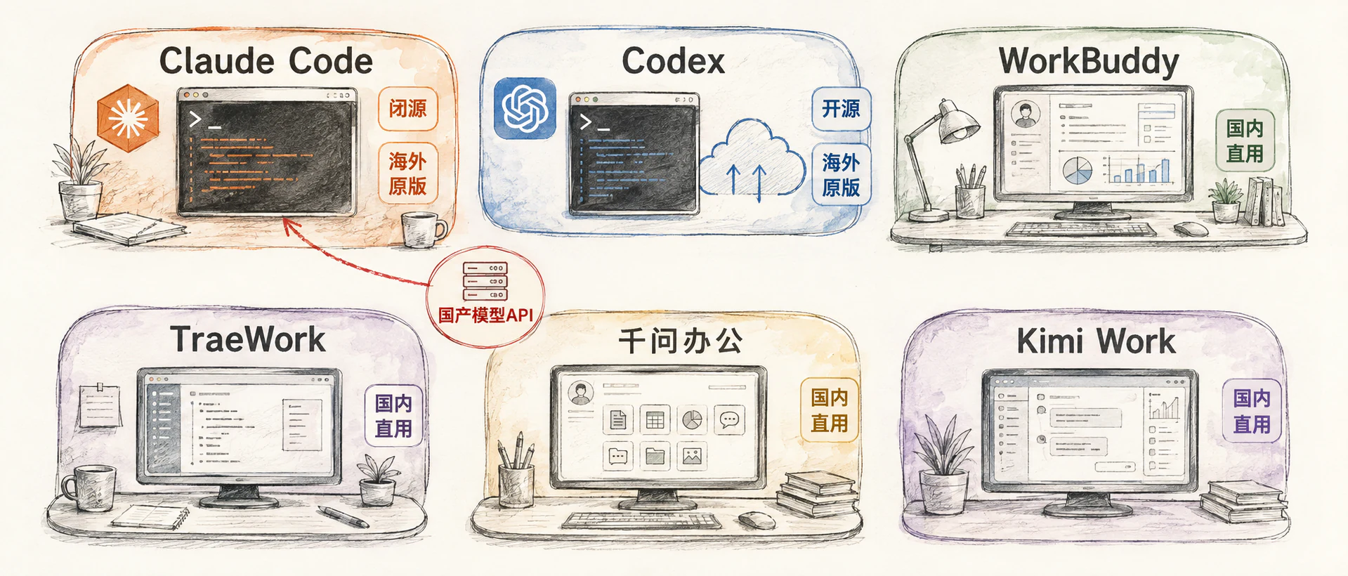 中外智能体工具对比的信息图